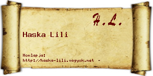 Haska Lili névjegykártya